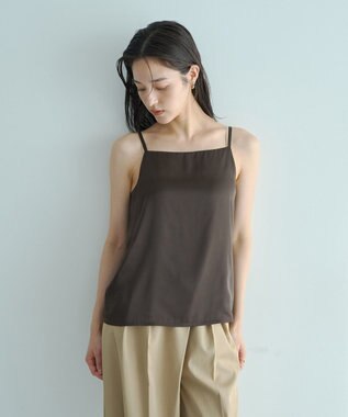 YECCA VECCA ボートネックサテンキャミ Brown