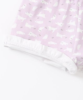 ANY KIDS 無地/総柄 1分丈スパッツ ラベンダー（ねこ）