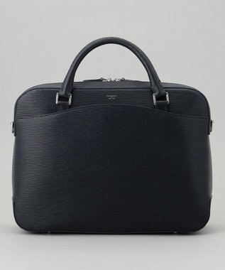 GOTAIRIKU 日本製【PELLE MORBIDA】型押しレザー ブリーフバッグ ネイビー系