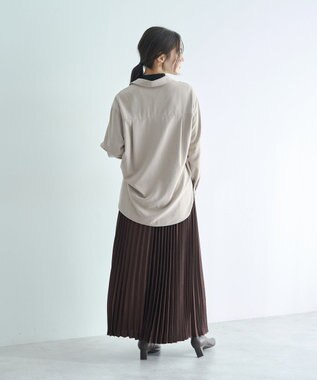 YECCA VECCA サテンプリーツスカート Ivory