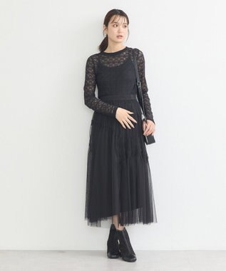 earth music&ecology フラワーレースプルオーバー Black