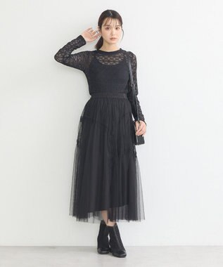 earth music&ecology フラワーレースプルオーバー Black