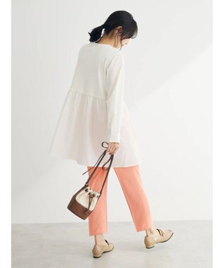 Green Parks リブドッキングカットソーボリュームチュニック Ecru