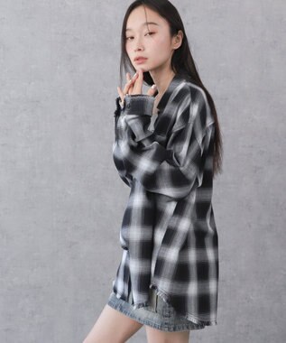 WEGO チェックBIGシャツ ブラック