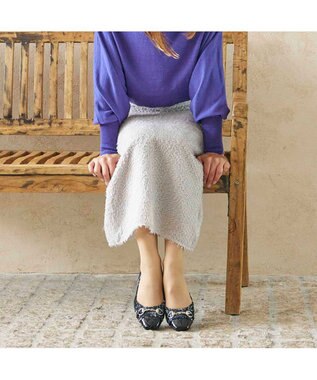 MODE ET JACOMO <MODE ET JACOMO>スクエアビットフラットパンプス ネイビーコンビ