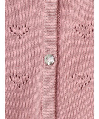 Green Parks ・ｓｗｉｎｇ　ｂｙ　ハート柄スカシニットカーディガン Pink