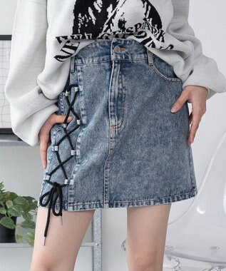 WEGO レースアップハートポケットデニムスカパン