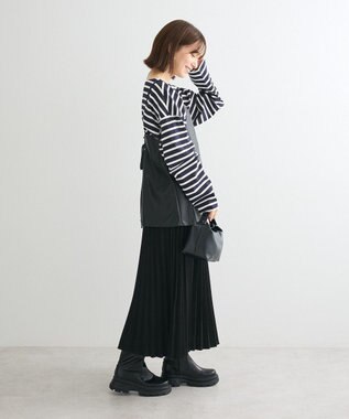 Green Parks ボーダーゆるチュニック Dark Navy