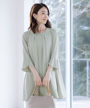 Tiaclasse L 【洗える】花びらスリーブチュニック ミント