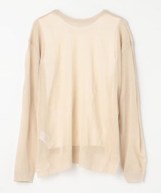 ANY L 【2SET】シアーロゴニット×タンクトップセット ライトベージュ