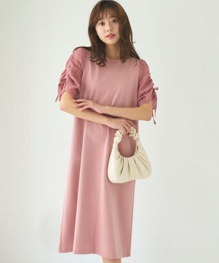  【洗える】ドロストスリーブカットソー ワンピース