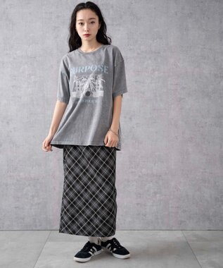 WEGO 【綿100%】ヴィンテージウォッシュグラフィックTシャツ グレーその他