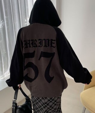 WEGO グラフィックニットパーカー ブラック