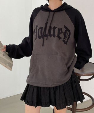 WEGO グラフィックニットパーカー ブラック