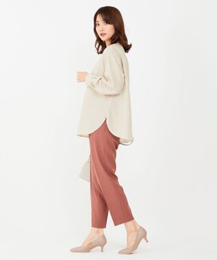 ANY SIS 【洗える】サイドバックルタックテーパード パンツ アプリコットピンク