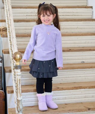 ANY KIDS パール×デニムニットスカッツ ネイビー