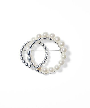 ICB パールサークルブローチ シルバー系