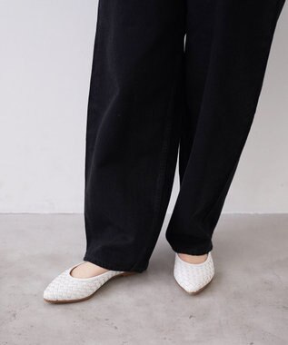 Pointer 本革編み込みパンプス ホワイト