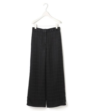 ICB スクエアチェックレノクロス ワイドストレートパンツ ブラック系