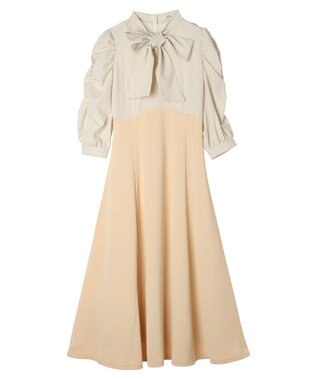 earth music&ecology ハイウエスト切り替えドッキングフレアワンピース Orange