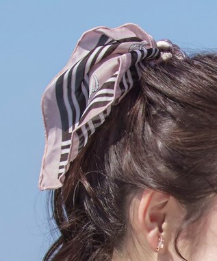 Tiaclasse 【2type】スカーフ柄シュシュ A：ピンク(スカーフ）