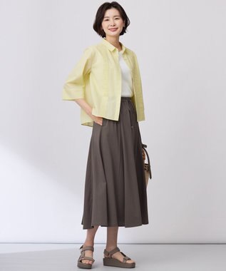 J.PRESS LADIES 【洗える】トリコットバイオ フレア スカート モカ系