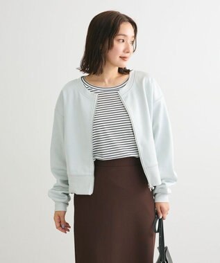 Green Parks サテンボンディングＺｉｐカーディガン Mint