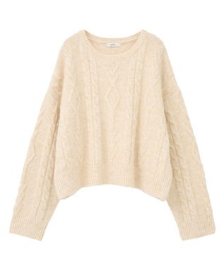 earth music&ecology モヘヤタッチケーブルニットプルオーバー アイボリー