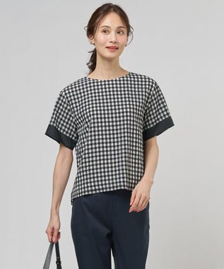 J.PRESS LADIES S 【一枚で着映え】シアーギンガム クルーネック カットソー
