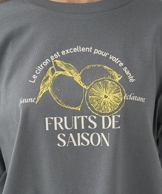 earth music&ecology 【接触冷感/洗濯機可】ＦＲＵＩＴＳ　ＤＥ　ＳＡＩＳＯＮショートＴ Charcoal Gray