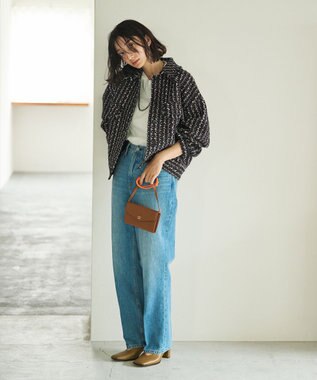 #Newans ツイードブルゾン ネイビー×ブラウン