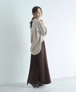 YECCA VECCA サテンプリーツスカート Ivory