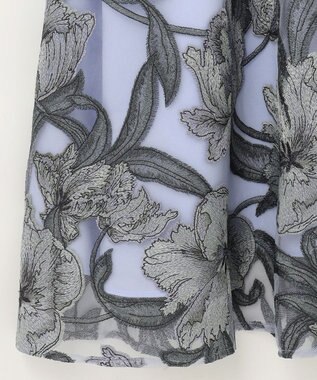 GRACE CONTINENTAL フラワー刺繍ミディドレス サックス