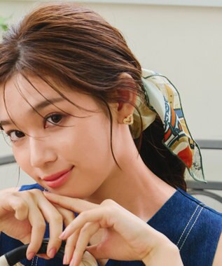 Tiaclasse 【2type】スカーフ柄シュシュ A：ネイビー(スカーフ）