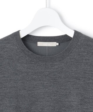 ICB 【洗える】 シルキーウールダブルフェイス ニットプルオーバー ミディアムグレー