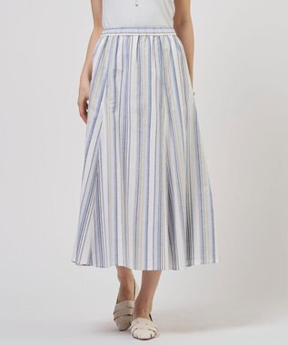 J.PRESS LADIES S リネンMIX ストライプ フレア スカート