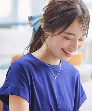 Tiaclasse 【2type】スカーフ柄シュシュ B：グリーン(リボンタイ）