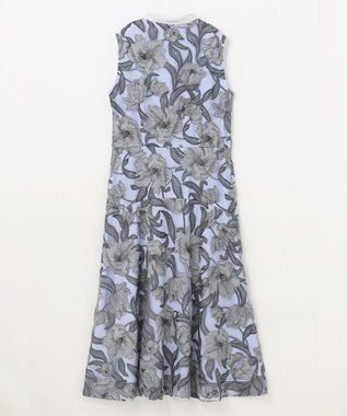 GRACE CONTINENTAL フラワー刺繍ミディドレス サックス