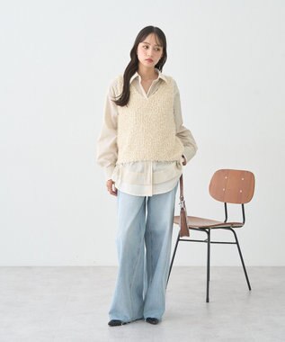 earth music&ecology ポンポンヤーンベスト Ivory