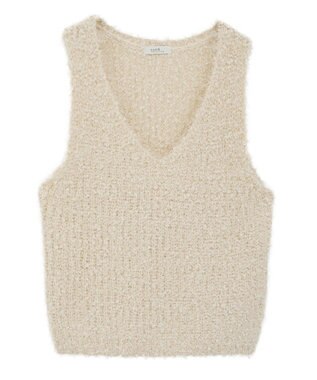 earth music&ecology ポンポンヤーンベスト Ivory