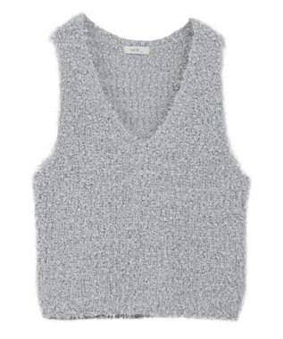 earth music&ecology ポンポンヤーンベスト Light Gray