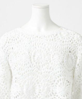 23区 【GOLD LABEL】オーガンジーテープエンブロイダリー ブラウス ホワイト系