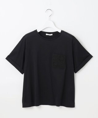 自由区 S 【カタログ掲載・洗える】クロッシェポケット Tシャツ ブラック