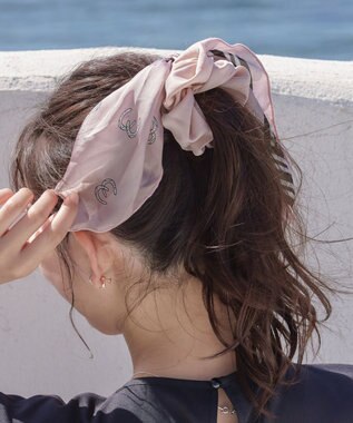 Tiaclasse 【2type】スカーフ柄シュシュ A：ピンク(スカーフ）