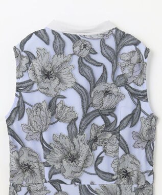 GRACE CONTINENTAL フラワー刺繍ミディドレス サックス