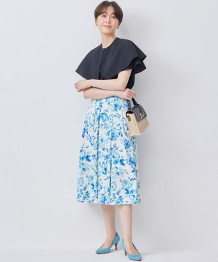 組曲 S スプレーローズプリント フレアスカート ブルーグラデーション系5