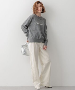 23区 【洗える】23区DENIM ベルベットストレッチ ワイドパンツ ホワイト系