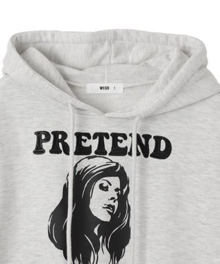 WEGO ガールプリントプルパーカー 杢グレー