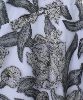 GRACE CONTINENTAL フラワー刺繍ミディドレス サックス