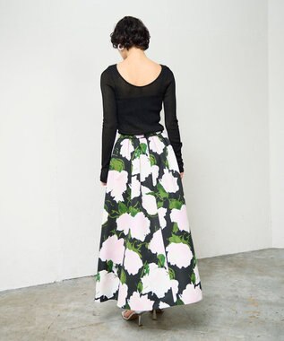 GRACE CONTINENTAL グログランボタニカルスカート ブラック